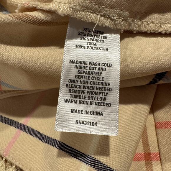 Crown & Ivy Pants Pull On Preppy Heritage Cottage Academia Rustic Plaid Tan 12 - Picture 3 of 4